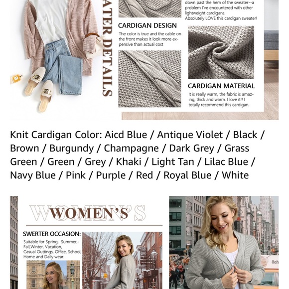 Beautiful Women’s Open Front Long Sleeve Boho Boyfriend Knit Chunky Cardigan - Picture 10 of 11